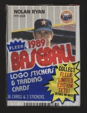 1989 Fleer Sealed Cello Pack Nolan Ryan On Top Possible Griffey, R.Johnson RC's