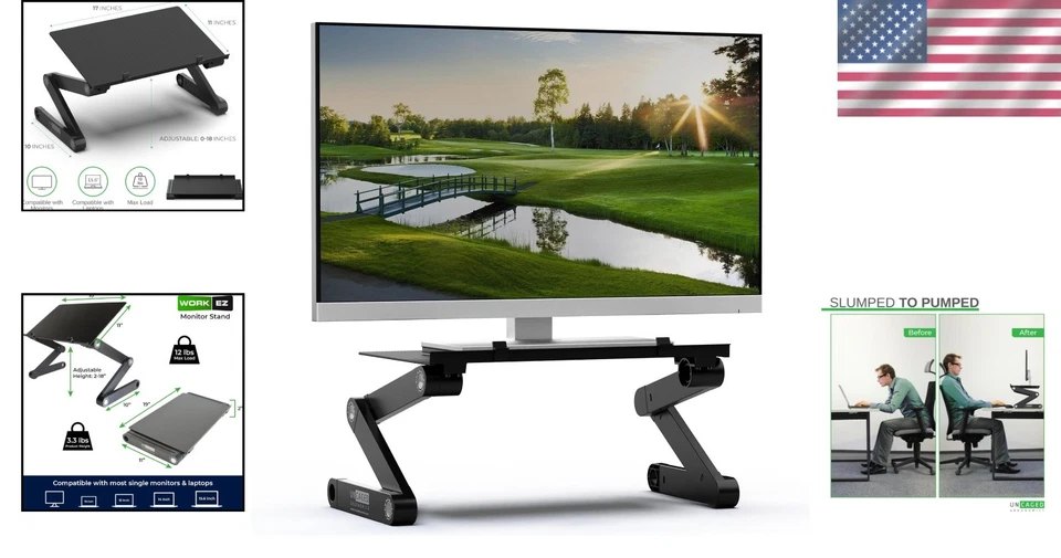 WorkEZ Monitor Stand - Adjustable Height, Ergonomic Design - Image 2 of 4