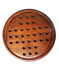 Antique Handmade Round Wood Marble Game Board
