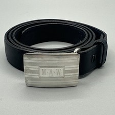 Vintage Tiffany Co Sterling monogram MAW buckle Calfskin Belt 36 Inch.