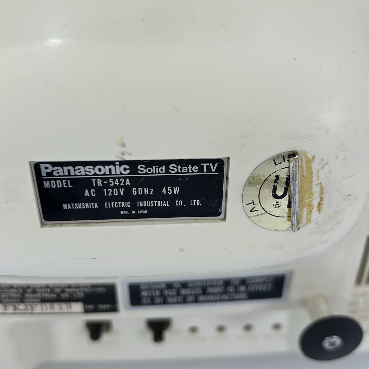 Vintage Panasonic IC Solid State TR-542A White Portable TV, Tested