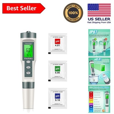 3-in-1 Digital Water Tester pH/TDS Meter with 0.01 Precision for All Liquids