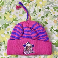 Vintage 90s pink purple striped Barbie for Girls / Marvel youth beanie