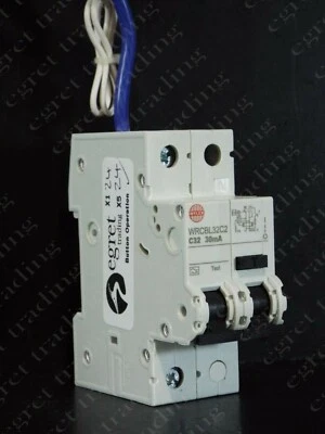 Wylex WRCBL32C2 C32 30mA C type RCBO DP 32A+ Neutral 2 Module trip type A