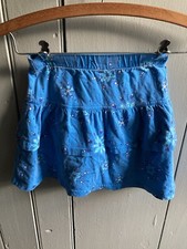 LL Bean Skort Skirt Girls Size 6X 7 Blue w/ Floral Print