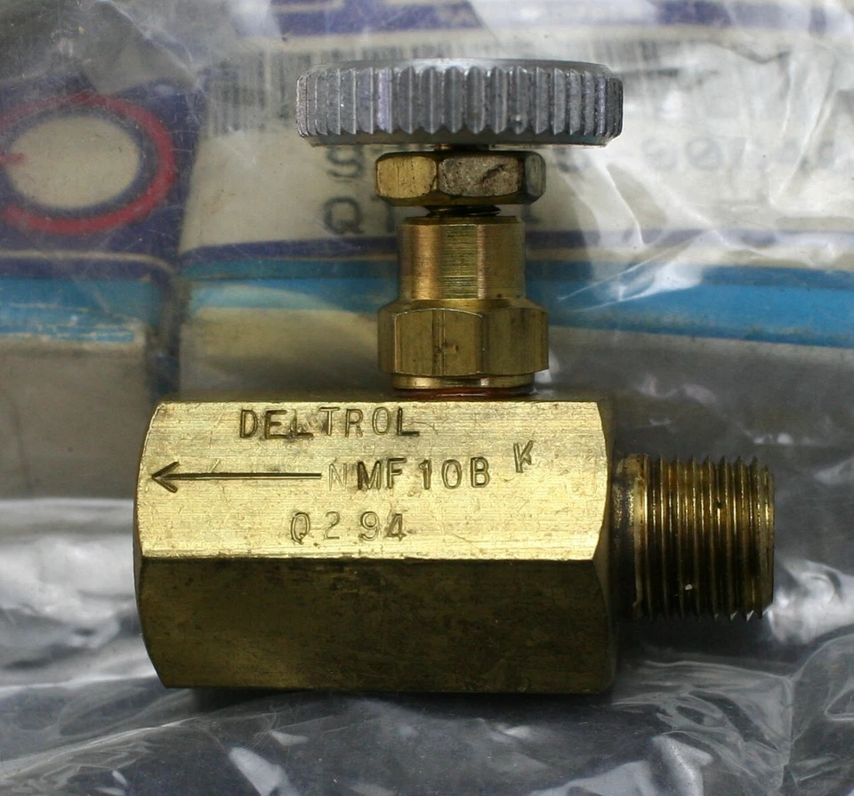 Один (1) линейный игольчатый клапан Deltrol Fluid Products NMF10BK латунь 2000 фунтов на квадратный дюйм новый - Изображение 3 из 4