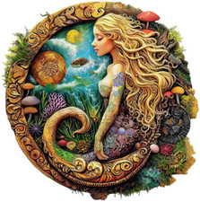 Mermaid Wood Jigsaw Puzzle Round Shape Adult Kids Small A5 NEW NIB