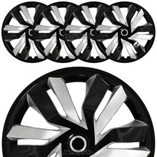 15 Set Of 4 Black Silver Wheel Covers Snap On Hub Caps Fit R15 Tire Steel Rim
