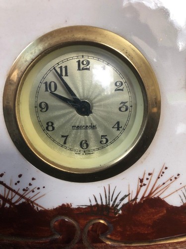 Ancien Belgique Poterie Mantleclock Ensemble. Marquée Arrière - Photo 3 sur 8