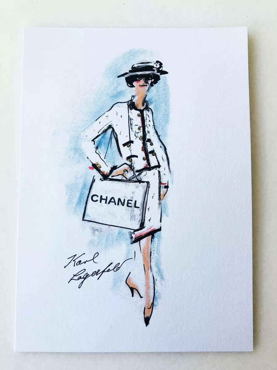 COCO CHANEL HANDBAG BAG JACKET SKIRT HAT SKETCH VIP KARL LAGERFELD CARD NEW