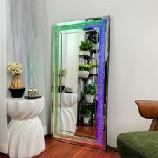 Dimmable Full Length Mirror with RGB Lights 48x24in LED Hanging Mounted Mirrors