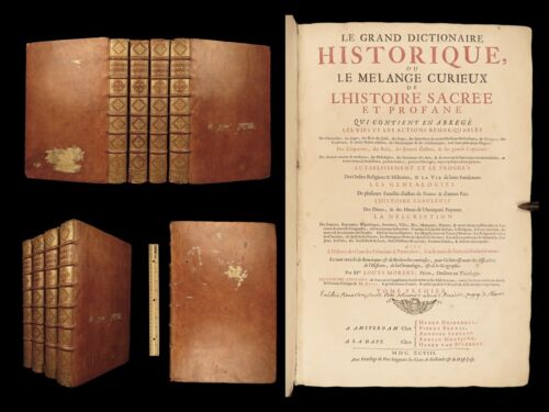 1698 Louis Moreri Dictionnaire Historique RARE Encyclopédie Française 4v ÉNORMES FOLIOS - Photo 1/24