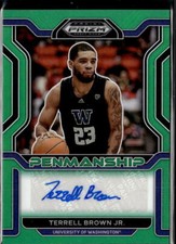 2022 Panini Prizm Draft Terrell Brown Jr College Penmanship Prizms Green Auto