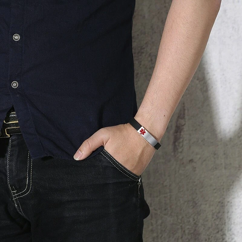 Pulsera de identificación de alerta médica Just trow me in the trash banda de silicona ajustable Foto 2 de 4