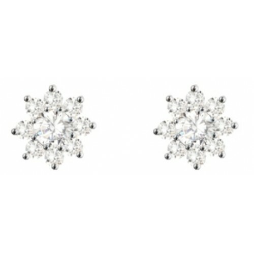 925 Sterling Silver Cluster Stud Earrings with 3mm Clear CZ Stones-image