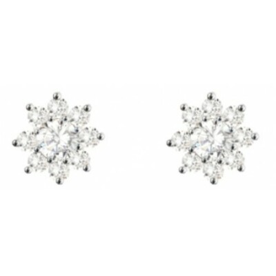 Cluster Ohrstecker 925 Sterling Silber klar CZ 3mm Ohrringe