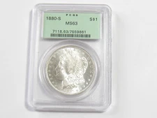 BU Uncirculated 1880-S Morgan Silver Dollar - PCGS MS63 Green Label - #10879
