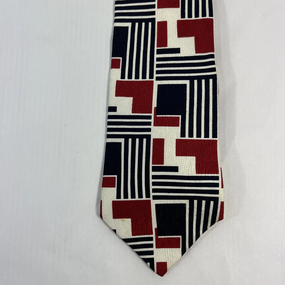 Corbata Don Loper Beverly Hills para hombre 4 pulgadas de ancho x largo 62 pulgadas seda roja negra blanca Foto 3 de 4