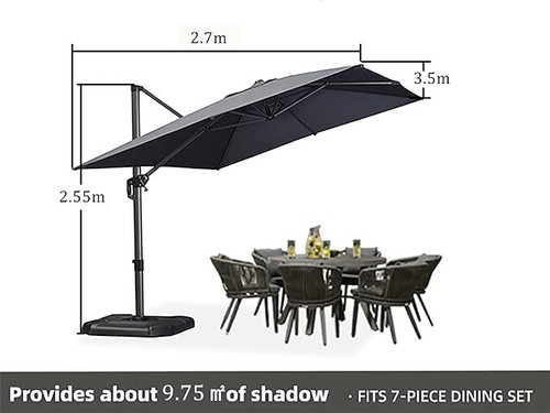 PURPLE LEAF 2.7x3.5 M Patio Cantilever Outdoor Umbrella with 360 Degree Rotation - Picture 15 of 30