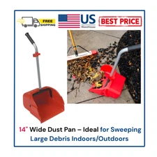 14" Wide Dust Pan – Ideal for Sweeping Large Debris Indoors/Outdoors