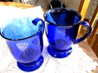 2 Cobalt Blue Anchor Hocking Glass Coffee, Cappuccion, Latte Mugs-Vintage-Set 1