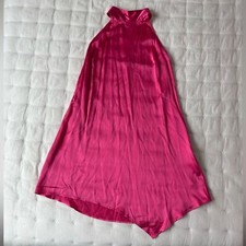 Reformation XL Briea Silk Halter Mini Dress Pink