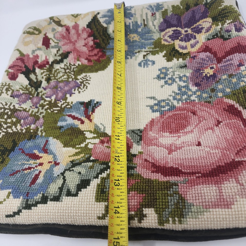Finished Needlepoint Pillow Cover Elizabeth Bradley Floral Summer