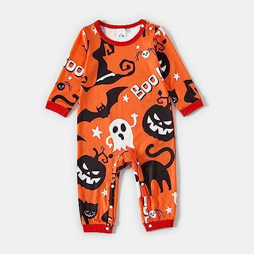 Family Matching Halloween Pajamas Sets Long Sleeve 2 9-12 Months Kids Orange - Picture 3 of 7