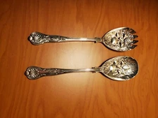 Antique SHEFFIELD ENGLAND SILVERPLATED EPNS A1 SERVING SPOON & FORK SPORK UTENSI