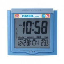 Casio DQ750F-2D Blue LED Light Digital Alarm Desk Clock Thermometer Snooze NEW