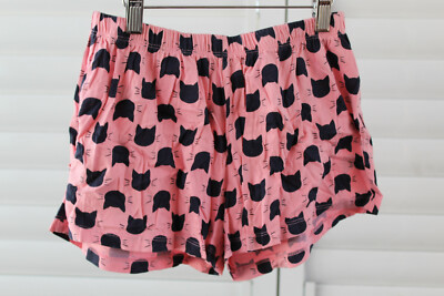   SIZE 6-8 ANKO SLEEP PINK CAT PATTERN ELASTIC WAIST PJ SLEEP SHORTS PYJAMAS 
