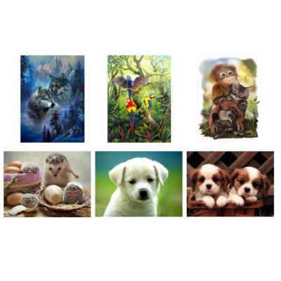 5D DIY Full Drill Diamond Painting Cute Animals Cross Stitch Mosaic Craft Kits