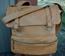 Valentina Tan Glove Soft Leather Shoulder/crossbody Messenger Bag Made In Italy
