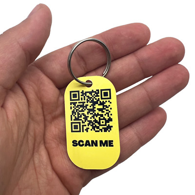 PERSONALISIERTER medizinischer Notfall-Schlüsselanhänger ICE 2-seitig QR-Code Info UK METALL