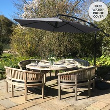 Image of Garden Parasol Banana Hanging Cantilever Umbrella Crank Shade Patio Outdoor 3m