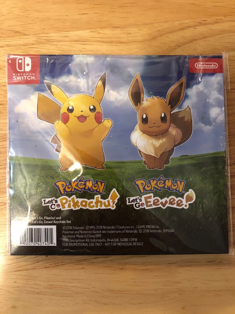 Target Exclusive Pikachu Eevee Pokemon Let’s Go keychain Sealed Promo  NEW!