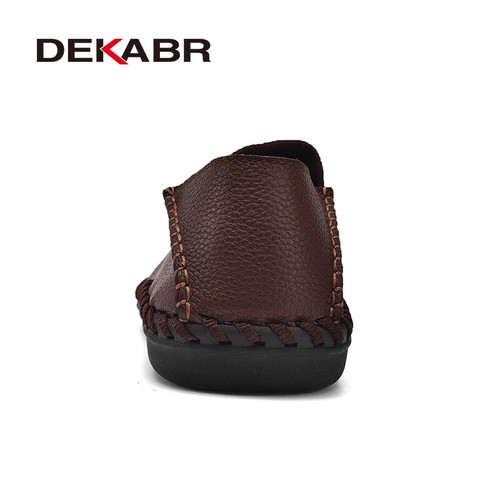 Men's Genuine Leather Slip on Flats Casual Shoes Handmade Loafer Driving Shoes - Picture 3 of 22
