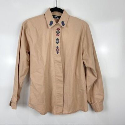 Roper Western Shirt Vintage Long Sleeve Embroidered Size Medium Cowgirl Rodeo