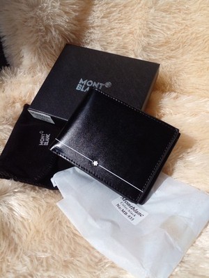 Men's Leather Wallet/Montblanc Meisterstuck BiFold 5 Credit Card Black Wallet-35