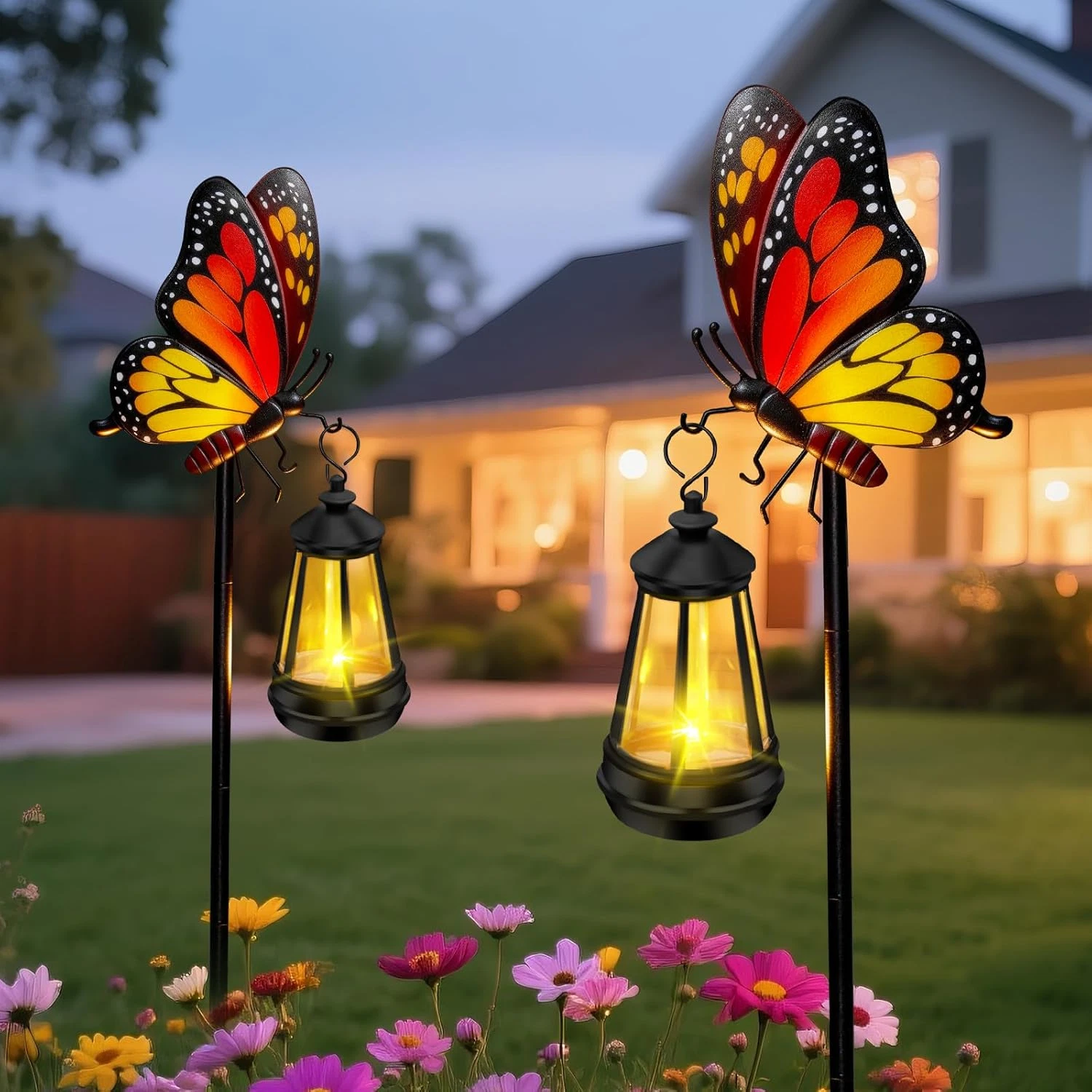 Solar Lights Outdoor Waterproof 2 Packs Butterfly Garden Decor Stakes,32.28In Ga