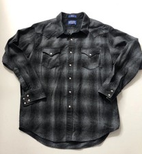 Pendleton Wool Plaid Pearl Snap Shirt Men XL Gray Hi Grade Western Wear Clean