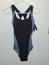 New TYR Women's Maxfit Splice One-Piece Swimsuit - Size 10 - Black w/ Grey - NWT