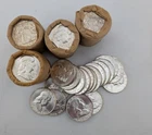 5 Shotgun Rolls 1963 Silver Franklin Half Dollars  $50 Face Coins