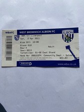 West Bromwich Albion V Liverpool 02/04/2011 Premier League  Ticket Stub