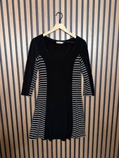 Calvin Klein Dress 4 / Small Womens Black & Gray Long Sleeve Shift Stripe Jersey