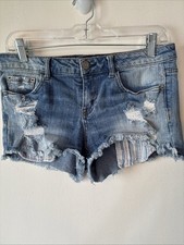 Aeropostale Vintage High Rise Shorty Distressed Denim Shorts Size 12