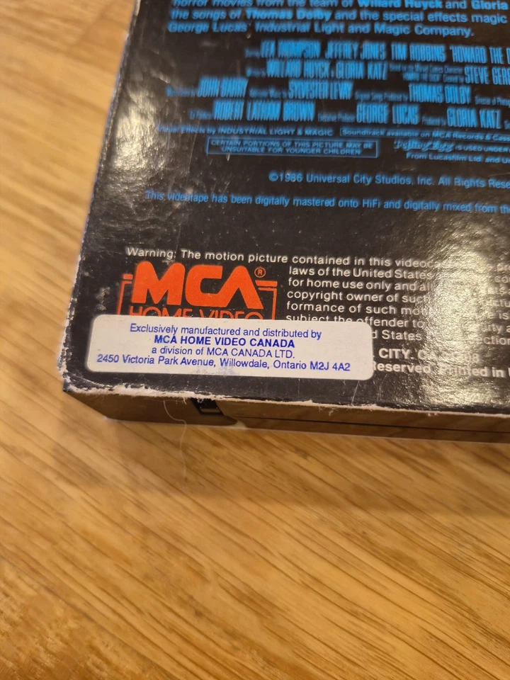 Howard the Duck (VHS, 1986) MCA Home Video Universal Studios George Lucas - Image 4 of 4