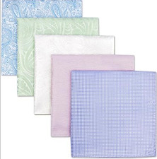 5 Pieces Assorted Mens Silk Pocket Square Handkerchiefs Set Lot 32