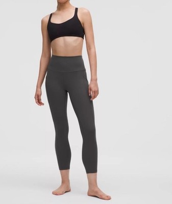 Lululemon Align HR Leggings 23  length Pockets Color Graphite Grey size 0