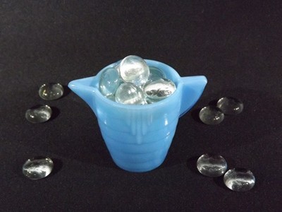 Depression Glass Rib Blue Pitcher - Arko Agate - Vintage Child Tea Set - 1930s